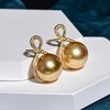image:imageNONNYL Wife Jewelry 18K Gold Earrings  Genuine South Sea Golden Pearl Jewelry Earrings for Women Birthday Jewelry for Girlfriend Valentines Day for Wife NO1175