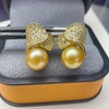 image:imageNONNYL Wife Jewelry 18K Gold Earrings  Genuine South Sea Golden Pearl Jewelry Earrings for Women Birthday Jewelry for Girlfriend Valentines Day for Wife NO1155