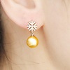 image:imageNONNYL Wife Jewelry 18K Gold Earrings  Genuine South Sea Golden Pearl Jewelry Earrings for Women Birthday Jewelry for Girlfriend Valentines Day for Wife NO1147