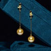image:imageNONNYL Wife Jewelry 18K Gold Earrings  Genuine South Sea Golden Pearl Jewelry Earrings for Women Birthday Jewelry for Girlfriend Valentines Day for Wife NO1176