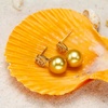 image:imageNONNYL Wife Jewelry 18K Gold Earrings  Genuine South Sea Golden Pearl Jewelry Earrings for Women Birthday Jewelry for Girlfriend Valentines Day for Wife NO1262
