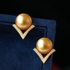 image:imageNONNYL Wife Jewelry 18K Gold Earrings  Genuine South Sea Golden Pearl Jewelry Earrings for Women Birthday Jewelry for Girlfriend Valentines Day for Wife NO1132