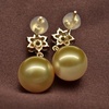 image:imageNONNYL Wife Jewelry 18K Gold Earrings  Genuine South Sea Golden Pearl Jewelry Earrings for Women Birthday Jewelry for Girlfriend Valentines Day for Wife NO1268