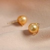image:imageNONNYL Wife Jewelry 18K Gold Earrings  Genuine South Sea Golden Pearl Jewelry Earrings for Women Birthday Jewelry for Girlfriend Valentines Day for Wife NO1134