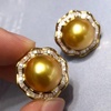 image:imageNONNYL Wife Jewelry 18K Gold Earrings  Genuine South Sea Golden Pearl Jewelry Earrings for Women Birthday Jewelry for Girlfriend Valentines Day for Wife NO1146
