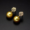 image:imageNONNYL Wife Jewelry 18K Gold Earrings  Genuine South Sea Golden Pearl Jewelry Earrings for Women Birthday Jewelry for Girlfriend Valentines Day for Wife NO1262