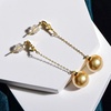 image:imageNONNYL Wife Jewelry 18K Gold Earrings  Genuine South Sea Golden Pearl Jewelry Earrings for Women Birthday Jewelry for Girlfriend Valentines Day for Wife NO1176