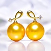 image:imageNONNYL Wife Jewelry 18K Gold Earrings  Genuine South Sea Golden Pearl Jewelry Earrings for Women Birthday Jewelry for Girlfriend Valentines Day for Wife NO1255