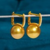 image:imageNONNYL Wife Jewelry 18K Gold Earrings  Genuine South Sea Golden Pearl Jewelry Earrings for Women Birthday Jewelry for Girlfriend Valentines Day for Wife NO1179