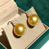 image:imageNONNYL Wife Jewelry 18K Gold Earrings  Genuine South Sea Golden Pearl Jewelry Earrings for Women Birthday Jewelry for Girlfriend Valentines Day for Wife NO1139
