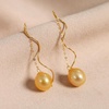 image:imageNONNYL Wife Jewelry 18K Gold Earrings  Genuine South Sea Golden Pearl Jewelry Earrings for Women Birthday Jewelry for Girlfriend Valentines Day for Wife NO1162