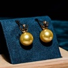 image:imageNONNYL Wife Jewelry 18K Gold Earrings  Genuine South Sea Golden Pearl Jewelry Earrings for Women Birthday Jewelry for Girlfriend Valentines Day for Wife NO1173