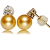 image:imageNONNYL Wife Jewelry 18K Gold Earrings  Genuine South Sea Golden Pearl Jewelry Earrings for Women Birthday Jewelry for Girlfriend Valentines Day for Wife NO1156