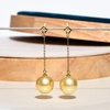 image:imageNONNYL Wife Jewelry 18K Gold Earrings  Genuine South Sea Golden Pearl Jewelry Earrings for Women Birthday Jewelry for Girlfriend Valentines Day for Wife NO1178
