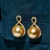 image:imageNONNYL Wife Jewelry 18K Gold Earrings  Genuine South Sea Golden Pearl Jewelry Earrings for Women Birthday Jewelry for Girlfriend Valentines Day for Wife NO1175