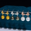 image:imageNONNYL Wife Jewelry 18K Gold Earrings  Genuine South Sea Golden Pearl Jewelry Earrings for Women Birthday Jewelry for Girlfriend Valentines Day for Wife NO1180