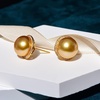 image:imageNONNYL Wife Jewelry 18K Gold Earrings  Genuine South Sea Golden Pearl Jewelry Earrings for Women Birthday Jewelry for Girlfriend Valentines Day for Wife NO1260