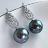 image:imageNonnyl Real Pearl Earrings for Women With Genuine 10105mm AAAA Quality Grey Tahitian Cultured Pearls Earring  18K Gold Pearl Gifts for Women Her Grandma Wife