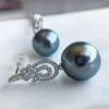 image:imageNonnyl Real Pearl Earrings for Women With Genuine 10105mm AAAA Quality Grey Tahitian Cultured Pearls Earring  18K Gold Pearl Gifts for Women Her Grandma Wife