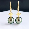 image:imageNonnyl Real Pearl Earrings for Women With Genuine 1011mm AAAA Quality Grey Tahitian Cultured Pearls Earring  925 Sterling Silver Plated 18K Gold Pearl Gifts for Women Her Grandma Wife