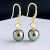 image:imageNonnyl Real Pearl Earrings for Women With Genuine 1011mm AAAA Quality Grey Tahitian Cultured Pearls Earring  925 Sterling Silver Plated 18K Gold Pearl Gifts for Women Her Grandma Wife