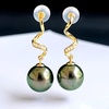 image:imageNonnyl Real Pearl Earrings for Women With Genuine 10mm AAAA Quality Grey Tahitian Cultured Pearls Earring  925 Sterling Silver Plated 18K Gold Pearl Gifts for Women Her Grandma Wife