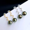 image:imageNonnyl Real Pearl Earrings for Women With Genuine 10mm AAAA Quality Grey Tahitian Cultured Pearls Earring  925 Sterling Silver Plated 18K Gold Pearl Gifts for Women Her Grandma Wife