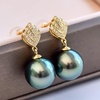 image:imageNonnyl Real Pearl Earrings for Women With Genuine AAAA Quality Green Tahitian Cultured Pearls Earring  18K Gold Pearl Gifts for Women Her Grandma Wife