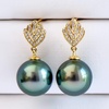image:imageNonnyl Real Pearl Earrings for Women With Genuine AAAA Quality Green Tahitian Cultured Pearls Earring  18K Gold Pearl Gifts for Women Her Grandma Wife