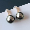 image:imageNonnyl Real Pearl Earrings for Women with Genuine AAAA Quality Black Tahitian Cultured Pearls Earring  925 Sterling Silver Plated Platinum Gold Earrings  Nonnyl