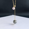 image:imageNonnyl Real Pearl Pendant Necklaces for Women with Genuine AAA Quality Akoya 78mm and 910mm Black Tahitian Cultured Pearls  Platinum Gold Plated 925 Sterling Silver Necklace Fine Jewelry Gifts for Her