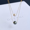 image:imageNonnyl Real Pearl Pendant Necklaces for Women with Genuine AAA Quality Akoya 8mm and 910mm Black Tahitian Cultured Pearls  Platinum Gold Plated 925 Sterling Silver Necklace Fine Jewelry Gifts for Her