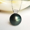 image:imageNonnyl Tahitian Black Pearl Pendant Necklace for Women 1011mm Real South Sea Pearls Round Black Pearl Pendant 925 Sterling Silver Plated 18K Gold  Sterling Silver 18 inch Chain  Christmas Jewelry Gifts for Women Wife Girlfriend Mom Daughter Her