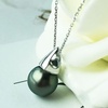 image:imageNonnyl Tahitian Black Pearl Pendant Necklace for Women 910mm Real South Sea Pearls Round Black Pearl Pendant 925 Sterling Silver Plated 18K Gold  Sterling Silver 18 inch Chain  Christmas Jewelry Gifts for Women Wife Girlfriend Mom Daughter Her