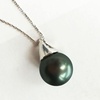 image:imageNonnyl Tahitian Black Pearl Pendant Necklace for Women 910mm Real South Sea Pearls Round Black Pearl Pendant 925 Sterling Silver Plated 18K Gold  Sterling Silver 18 inch Chain  Christmas Jewelry Gifts for Women Wife Girlfriend Mom Daughter Her