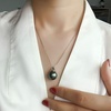 image:imageNonnyl Tahitian Black Pearl Pendant Necklace for Women 910mm Real South Sea Pearls Round Black Pearl Pendant 925 Sterling Silver Plated 18K Gold  Sterling Silver 18 inch Chain  Christmas Jewelry Gifts for Women Wife Girlfriend Mom Daughter Her