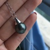 image:imageNonnyl Tahitian Black Pearl Pendant Necklace for Women 910mm Real South Sea Pearls Round Black Pearl Pendant 925 Sterling Silver Plated 18K Gold  Sterling Silver 18 inch Chain  Christmas Jewelry Gifts for Women Wife Girlfriend Mom Daughter Her