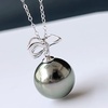 image:imageNonnyl Tahitian Black Pearl Pendant Necklace for Women 9mm10mm Real South Sea Pearls Round Black Pearl Pendant 925 Sterling Silver Plated 18K Gold  Sterling Silver 18 inch Chain  Christmas Jewelry Gifts for Women Wife Girlfriend Mom Daughter Her