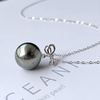 image:imageNonnyl Tahitian Black Pearl Pendant Necklace for Women 9mm10mm Real South Sea Pearls Round Black Pearl Pendant 925 Sterling Silver Plated 18K Gold  Sterling Silver 18 inch Chain  Christmas Jewelry Gifts for Women Wife Girlfriend Mom Daughter Her