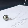 image:imageNonnyl Tahitian Black Pearl Pendant Necklace for Women 9mm10mm Real South Sea Pearls Round Black Pearl Pendant 925 Sterling Silver Plated 18K Gold  Sterling Silver 18 inch Chain  Christmas Jewelry Gifts for Women Wife Girlfriend Mom Daughter Her