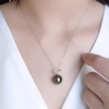 image:imageNonnyl Tahitian Black Pearl Pendant Necklace for Women 9mm10mm Real South Sea Pearls Round Black Pearl Pendant 925 Sterling Silver Plated 18K Gold  Sterling Silver 18 inch Chain  Christmas Jewelry Gifts for Women Wife Girlfriend Mom Daughter Her
