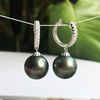 image:imageReal Black Pearl Earrings for Women with Genuine AAAA Quality Round Black Tahitian Cultured Pearls Earring with Drop Dangle Design 925 Sterling Silver Plated Platinum Gold Earrings  Nonnyl