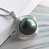 image:imageReal Black Pearl Pendant Necklace for Women with Genuine AAAA Quality Round Black Tahitian Cultured Pearls Necklaces  925 Sterling Silver Plated Platinum Gold Necklace Gifts for Women Wife Mom Her  Nonnyl