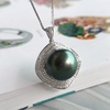 image:imageReal Black Pearl Pendant Necklace for Women with Genuine AAAA Quality Round Black Tahitian Cultured Pearls Necklaces  925 Sterling Silver Plated Platinum Gold Necklace Gifts for Women Wife Mom Her  Nonnyl