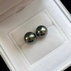image:imageReal Black Pearl Stud Earrings for Women with Genuine AAAA Quality Round Black Tahitian Cultured Pearls Earring  18K Gold Studs Gifts for Women Wife Mom Her  Nonnyl78mm