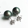 image:imageReal Black Pearl Stud Earrings for Women with Genuine AAAA Quality Round Black Tahitian Cultured Pearls Earring  18K Gold Studs Gifts for Women Wife Mom Her  Nonnyl1112mm
