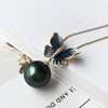 image:imageReal Pearl Butterfly Pendant Necklace for Women with Genuine AAAA Quality Round Black Tahitian Cultured Pearls Butterfly Necklaces  925 Sterling Silver Plated Platinum Gold Necklace Gifts for Women Wife Mom Her
