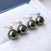 image:imageReal Pearl Earrings for Women with Genuine AAAA Quality Black Tahitian Cultured Pearls Earring  925 Sterling Silver Plated Platinum Pearl Gold Earrings  Nonnyl