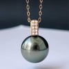 image:imageReal Tahitian Cultured Black Pearl Pendant Necklace  Pearl Necklaces for Womens910mm Round Black Pearls Sterling Silver 18 inch Chain  Fine Jewelry Gifts for Women Wife Girlfriend Mother