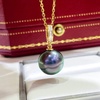 image:imageTahitian Black Pearl Necklaces for Women Fine Jewellery Round AAAA 1011mm Pearls platinum Gold Plated Pearl Pendant Necklace Gift for Women Her Grandma Wife